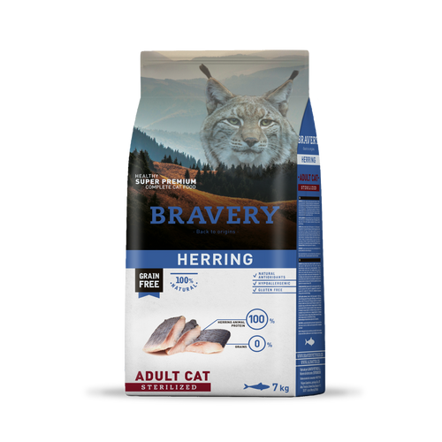 Bravery Arenque Adulto Gato Esterilizado 7 kg
