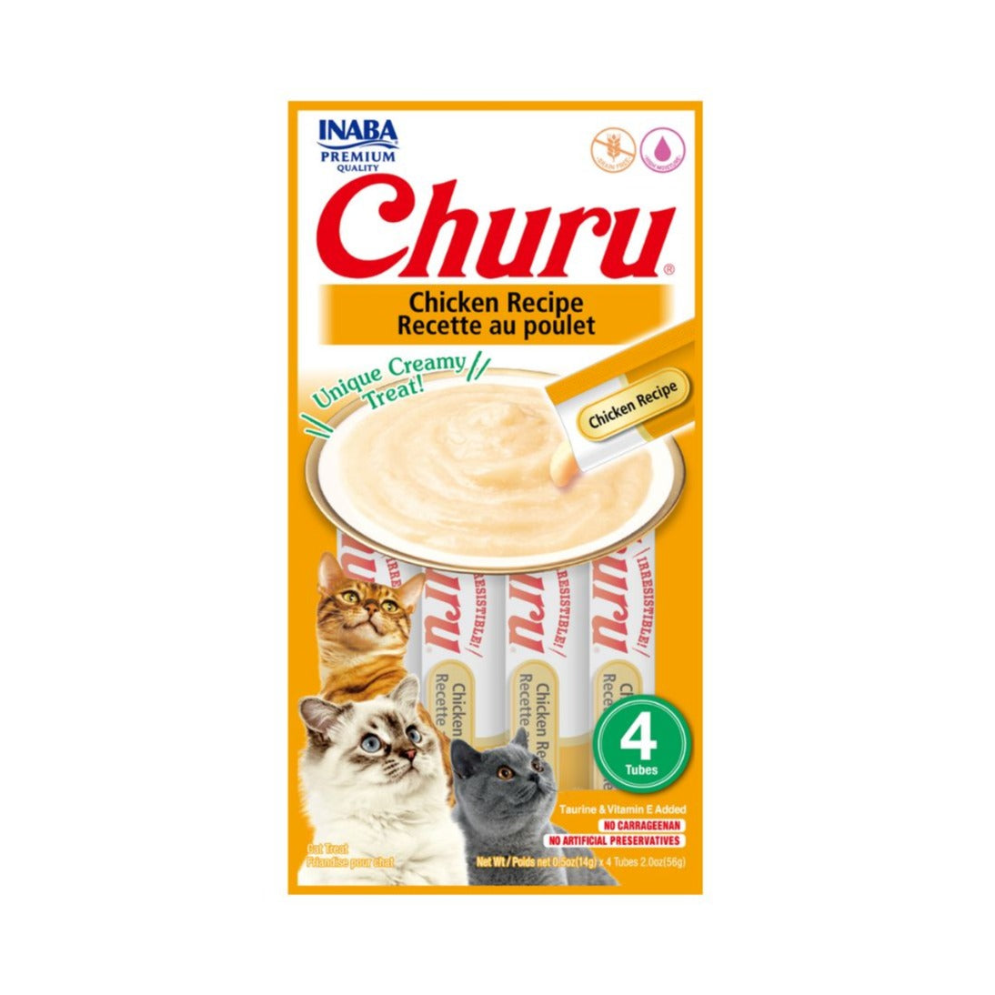 Churu INABA Chicken Recipe para Gatos - Pack 4 Tubos