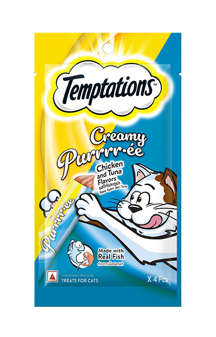 Temptations Creamy Purrrr-ée Chicken & Tuna para Gatos - Pack 4 piezas