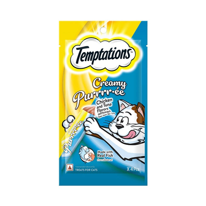 Temptations Creamy Purrrr-ée Chicken & Tuna para Gatos - Pack 4 piezas