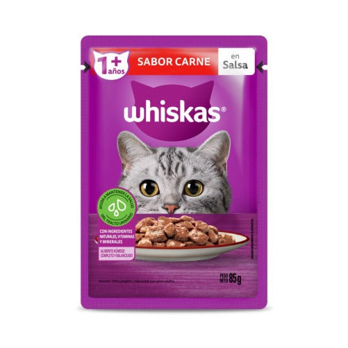 Whiskas Sabor Carne en Salsa para Gatos Adultos 1+ años 85g